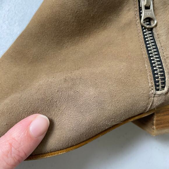 Aldo Size 8 Suede Leather Ankle Boot Made Spain Taupe Brown Booties Neutral Fall - Picture 14 of 16